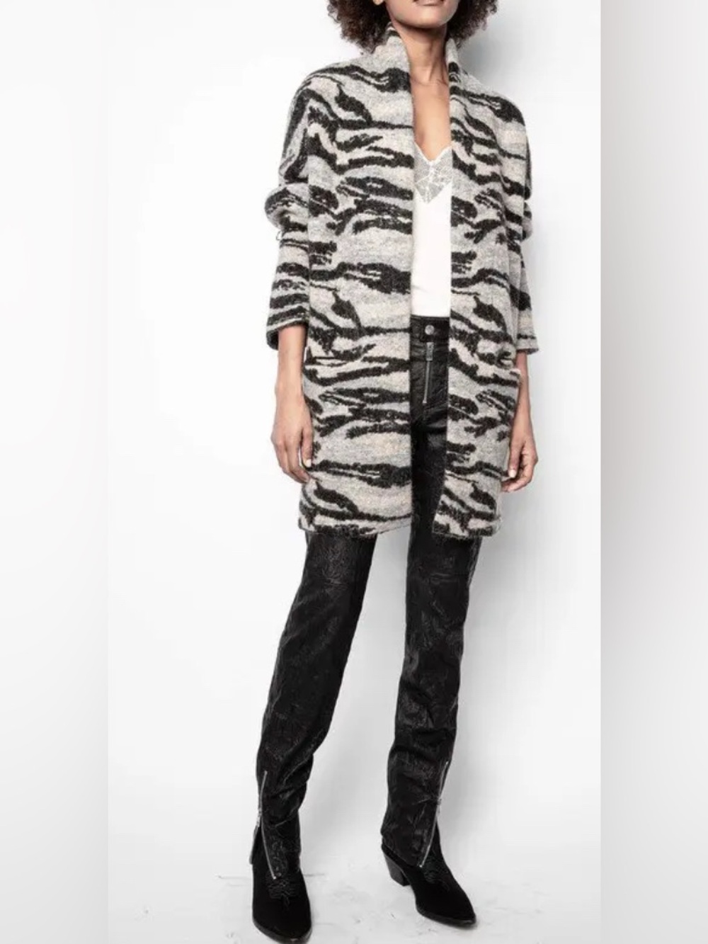 Zadig & Voltaire Mia Camo Open Cardigan Sweater Size M/L